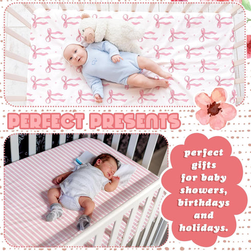 4 Pack Set 52'' 28" Peryiter Crib Sheets Girl Soft Baby Bed Sheet x Nursery Crib Sheets for Standard Bed for Nursery