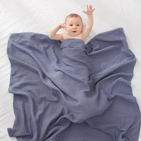 4 Pack 47x47 Inches, POMISO Muslin Swaddle Blankets for Boys & Girls, Newborn Receiving Blankets, Soft Breathable Baby