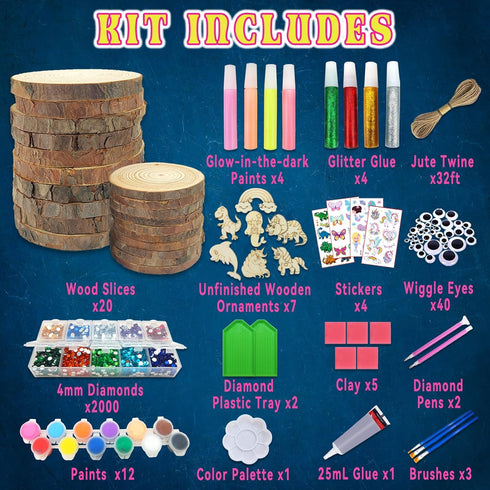 5-12-Craft 5, 6, 7, 8, 9, 10, 11 12 klmars Kids Wooden Painting Kit-Glow in The Dark-Arts & Crafts Gifts for Boys Girls