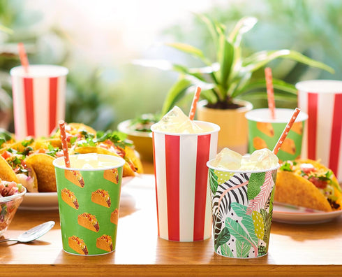American Greetings Taco Party Supplies - 16 oz. Reusable Plastic Cups (8-Count)