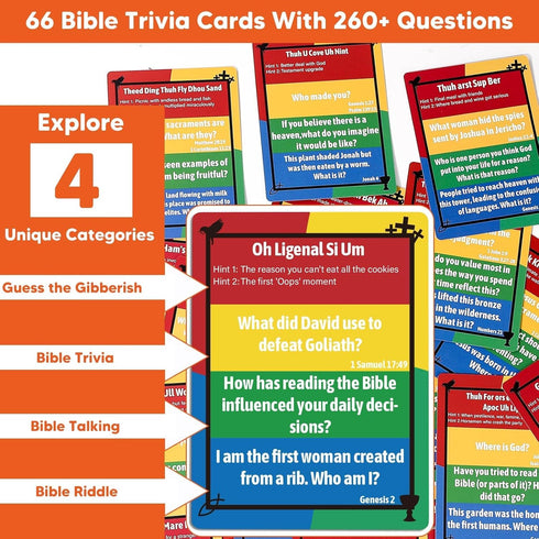 66 260+ Garybank Faith Tower Bible Games for Kids, Blocks with Verse, Bible Trivia Cards W/ Biblical Questions, Bible