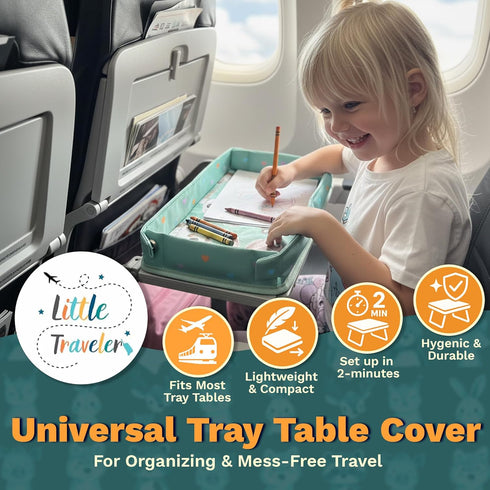 Setup 1-5 Little Traveler Waterproof Airplane Tray Table Cover Universal Fit & Easy Airplane Tray Cover Kids - Use