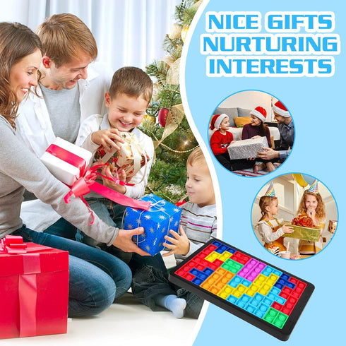 Ainiv Pop Puzzle Popper Fidget Game, Push Pop Brain Teasers Toy, Silicone Jigsaw Building Blocks Game Board
