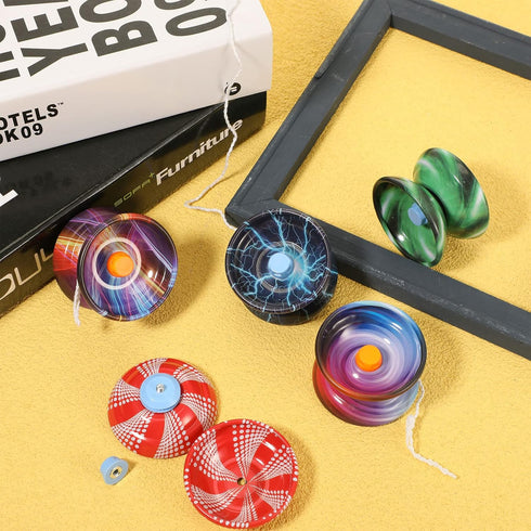 Lenwen 50 Pcs Alloy Responsive Ball Colorful Yoyo Bulk Metal Beginner String Trick Ball for Students and Adults