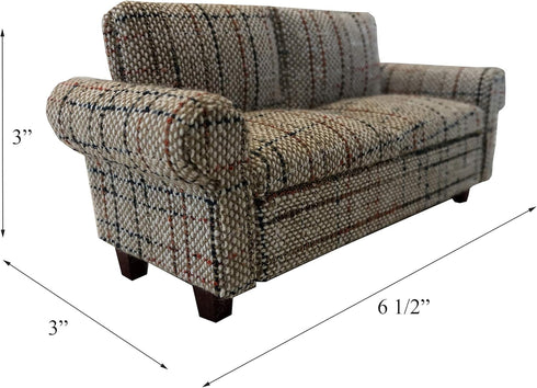 Brown Dollhouse Sofa Couch, Miniature Living Room Furniture Loveseat, 1/12 Scale, Accessories for 6 inch Dolls