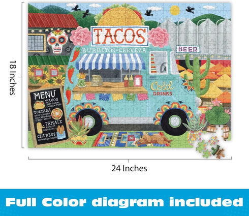 500 Ceaco - Food Trucks Taco Truck Piece Jigsaw Puzzle with Colorful Vibrant Art for Adults and Teens