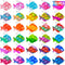 Pop Fidget Toys Bulk, 30 PCS Cute Fish Mini Pop Keychain Sensory Fidget Toy Pack for Kids Classroom Prizes Birthday