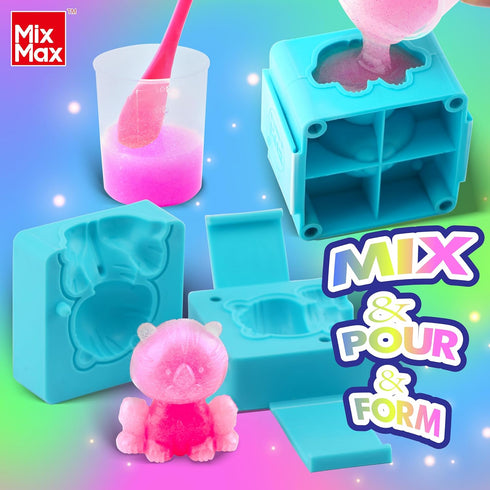 MixMax 6 Packs 6-12 Make Your Own Squishies Toys, Rubber Dolls Making Kit for Kids Glow Jumbo Glitter Silicone Squishy