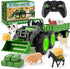 BAYSING Remote Control Tractor Toy, Kids RC Tractor Set with Truck & Trailer