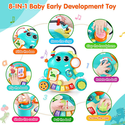 WITALENT Baby Toys 6-12 Months - Dinosaur Piano Music Light Up Toys for 1 Year Old Boys Girls, Interactive Keyboard