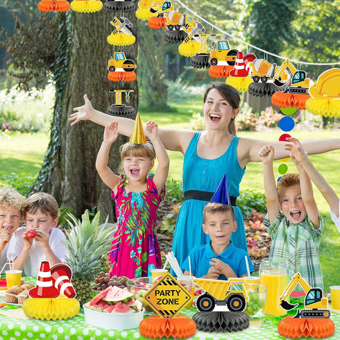 9 3D Threan Pieces Construction Party Centerpieces Honeycomb Car Truck Zone Centerpieces Table decorations for Baby