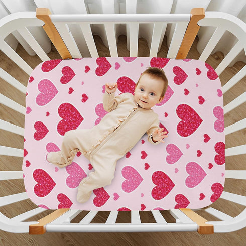 Caikeny 27 39 Fitted Crib Sheet for Boys Girls Hearts Pattern Love Baby Crib Sheets Bassinet Sheets Crib Mattress Bed