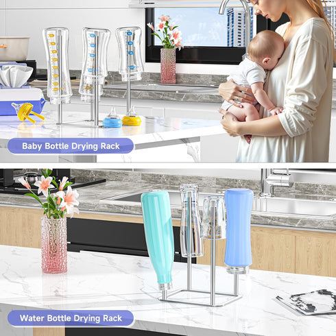 Countertop Water Bottle Drying Rack Reusable Bottle Rack Dryer Kitchen Stand Holder Metal Baby Bottle Drying Rack Water