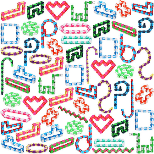 Sotiff 60 Packs Wacky Track Fidget Toy Fidget Links Colorful Snake Toy