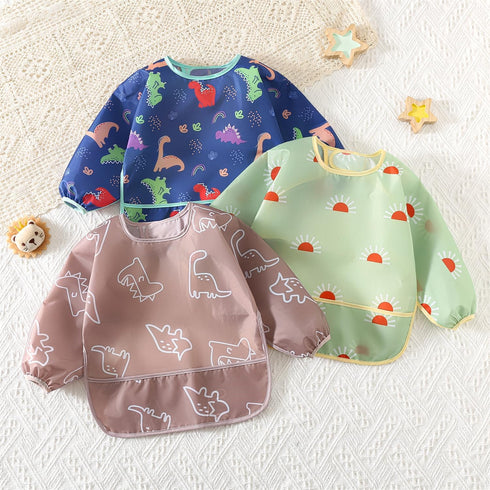 Hafftnun Bibs,5 6-30 Long Sleeved PCS Waterproof Wearable Bibs with Sleeves,Baby Feeding Smock Months