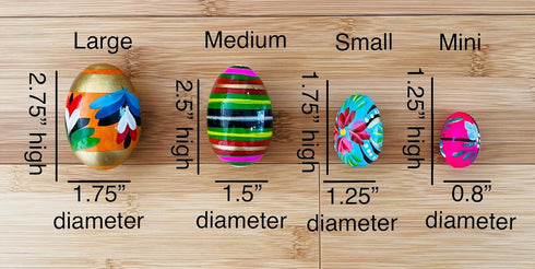 Importer AM Set 6 Polish Easter Hand Painted Wooden Eggs (Pisanki) Decorative Eggs for Easter of Medium Eggs