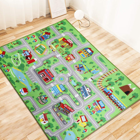 6.6' 5' Capslpad Kids Educational Play Rug - x Traffic Road Car Mat Learning Play Game Area Rug for Playroom, Living