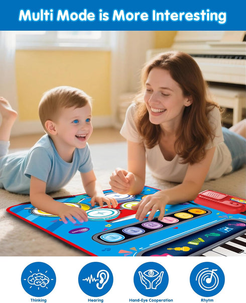 1 12-18 1-2 DQMOON Toys for Year Old Boy Gifts, Baby Musical Mat with Piano & Drum, Adjustable Volume, Months Toddler
