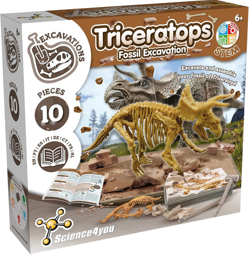 Science4you Triceratops Dinosaur Fossil Digging Kit - Excavate and Assemble 10 Dino