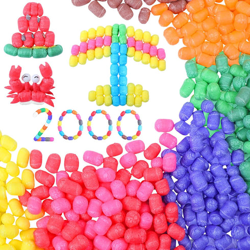 Junkin 2000 Pcs Magic Foam for Crafts - Bulk Puffs Corn Craft Kit for Preschool DIY Kindergarten School Supplies