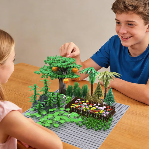 Set, BroTex Plants Tree Accessories Jungle - Botanical Parts Bricks Flower Leaf Forest Flower Plants Pieces Building
