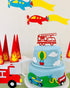 Fire Truck Cake Topper - Glitter Fireman Themed Party Decoration for Graduation or Birthday Party Supplies