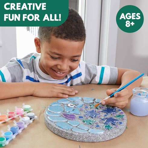 MindWare Paint Your Own Stepping Stone Kit - Mosaic Moon and Stars - Kits Include Paint and Brushes