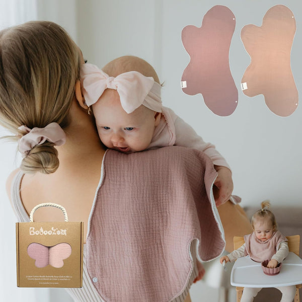 2-in-1 Burp Cloth to Bib, Water-Resistant XL Cotton Muslin 3-Layer, 26x12, Soft