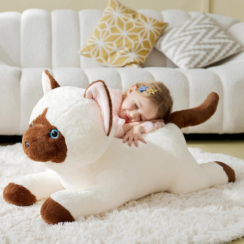 IKASA Giant Siamese Cat Stuffed Animal Plush Toy, Big Jumbo Soft Toy, 30" Cute Huge Size Fluffy Plushie, Gifts for Kids