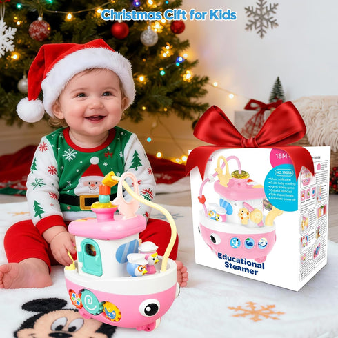 1+ 9-in-1 1st 1+ Love&Mini Toys for Year Old Girls - Baby Boat Musical Toys Music and Sound, First Christmas Birthday