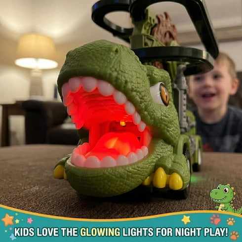 3 4 5 6 7 8, 3-in-1 3 Dinosaur Truck Toy For Kids Ages Dinosaur Truck, Sliding Little Dinos On Tracks , & Glow in Dark
