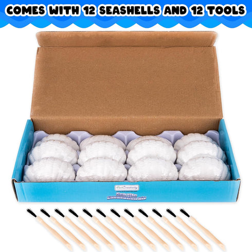 ArtCreativity Ocean Animals Excavation Kit - 12 Seashells, 12 Tools, and 12 Different Sea Animal Toys for Themed Parties