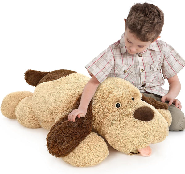 MorisMos Giant Dog Stuffed Animals 40", Large Brown Dog Puppy Plush, 40 inch Big Dog Pillow for Kids