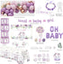 HYCSANBAO Elephant Baby Shower Decorations for Girl, Pink Purple Elephant Baby Shower Party Supplies, It's a Girl