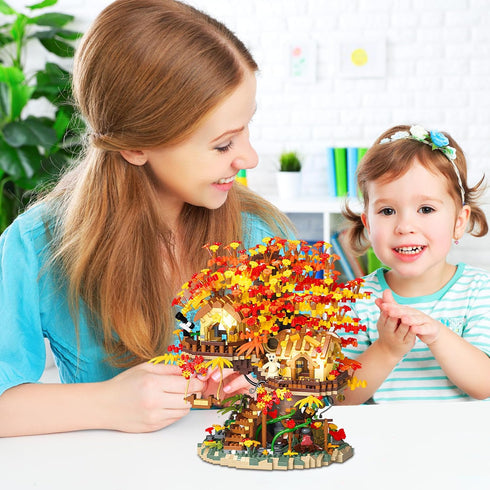 HJPLPXH Set Kids2725 Cherry Blossom Bonsai Tree House Building Blocks Plants Flowers Treehouse Architecture Micro Mini
