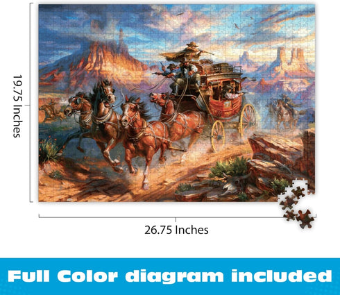 1000 Buffalo Games Blend COTA Wild Wild West Piece Jigsaw Puzzle, Western Action Art Puzzle for Adults in Premium Gift