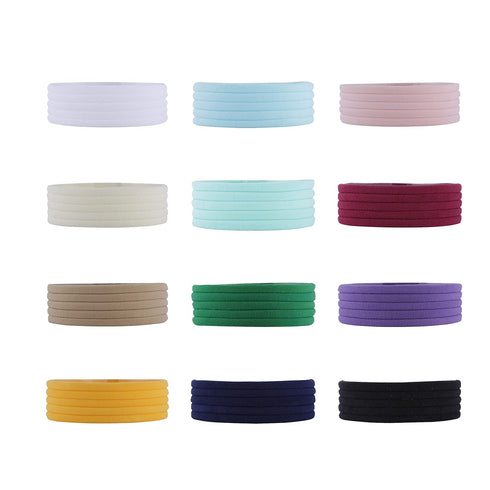 Lawie 60 Pack Super Soft Stretchy Elastic Nylon Headbands, Bow Nude Hairband for Newborn Infant Toddler