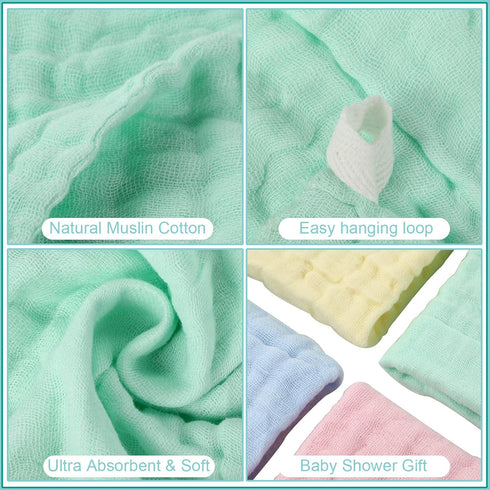 30 12 12''(Blue, Chumia Pcs Baby Muslin Washcloths Muslin Burp Cloths Baby Towel Natural Cotton Burp Cloths Wipes Soft