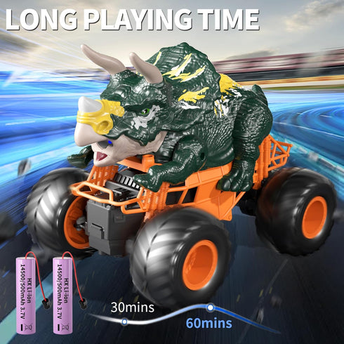 Bennol Remote Control Dinosaur Car Toys for Kids 3-5 4-7, 2.4GHz Dino Car with Light, Sound & Spray