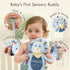 Moonkie Baby Lovey with Silicone Teether, Dinosaur Security Blanket with Textured Ribbons, Crinkle Toys, Soft Minky