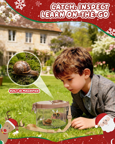 CUUCUVA 8 10 3+ Bug Catcher Kit for Kids Outdoor Explorer Kit with Insect Cage, Observation Box, Magnifying Glass, Toy