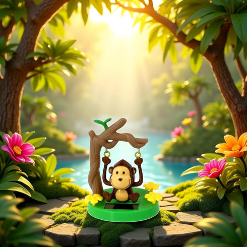 Tustao Cute Solar Powered Dancing Monkey Toys - Kawaii Solar Monkey Swinging Animated Bobble Dancer Solar Powered Car