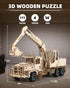 MOCBURIKU 3D Wooden Puzzle for Adults, Excavator Wooden Mechanical Model Car Kits to Build, Brain Teaser Pull Back