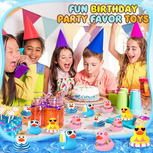 Honoson 48 Summer Summer (4 Pcs Beach Rubber Duckies Bulk Mini Rubber Duck Bath Toys Float Bathtub Ducky Cute Squeaky