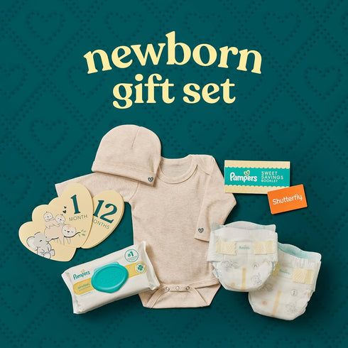 Set, Pampers Gift Disposable Diapers, Sensitive Wipes, & Milestone Gifts