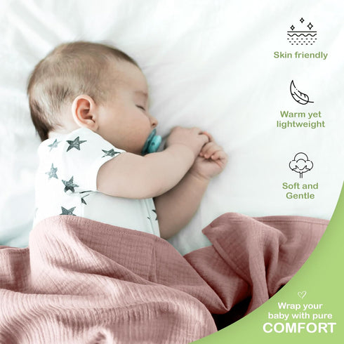 100% 47 47 Inch Cozy Organic Cotton Muslin Baby Blanket - x Breathable Muslin Baby Girl Blanket, Hypoallergenic