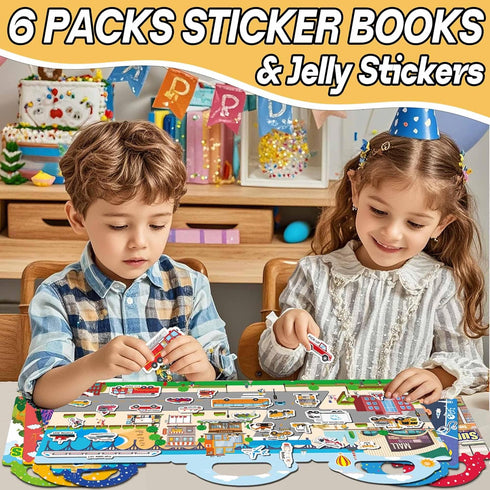6 Sets 1-3, 2-4 2 3 4 iGetooy Reusable Sticker Book for Toddlers Jelly Sticker Books for Toddlers Years, Toddler Travel