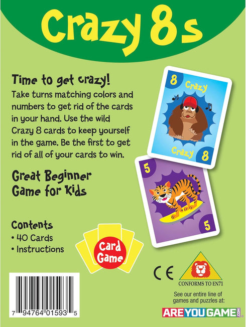University Games Crazy 8s Card Game - Jumbo Size Colorful Animal Cards for Kids Ages 4 and Up