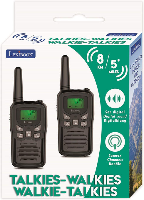 Lexibook TW58US Walkie-Talkies for Kids, Long Range 8km, LCD Screen, Digital Sound, Indoor/Outdoor Communication