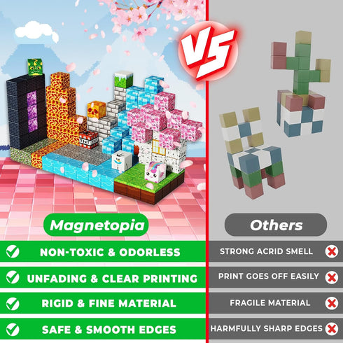 Magnetopia 150PCS Sets 3+, 4-8, 8-12 Magnetic Blocks - Magnetic Building Block Cubes Dark Forest Glacier Castle, Magnet